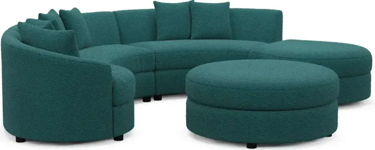 Allegra Foam Comfort 4-Piece Sectional with Right-Facing Chaise and Ottoman - Bloke Peacock