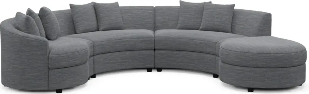 Allegra Foam Comfort 4-Piece Sectional with Right-Facing Chaise and Ottoman - Dudley Indigo