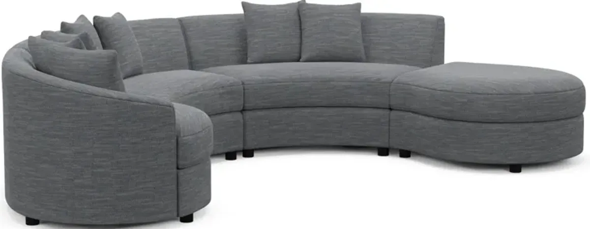 Allegra Foam Comfort 4-Piece Sectional with Right-Facing Chaise and Ottoman - Dudley Indigo