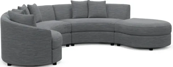 Allegra Foam Comfort 4-Piece Sectional with Right-Facing Chaise and Ottoman - Dudley Indigo