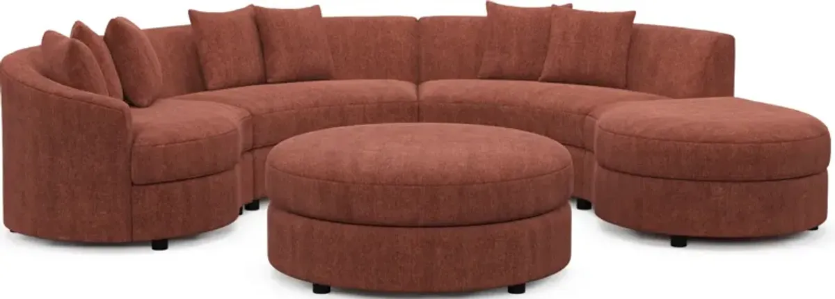 Allegra Foam Comfort 4-Piece Sectional with Right-Facing Chaise and Ottoman - Contessa Paprika