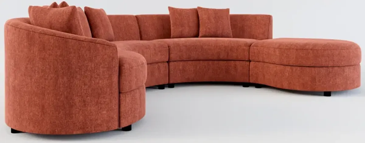 Allegra Foam Comfort 4-Piece Sectional with Right-Facing Chaise and Ottoman - Contessa Paprika