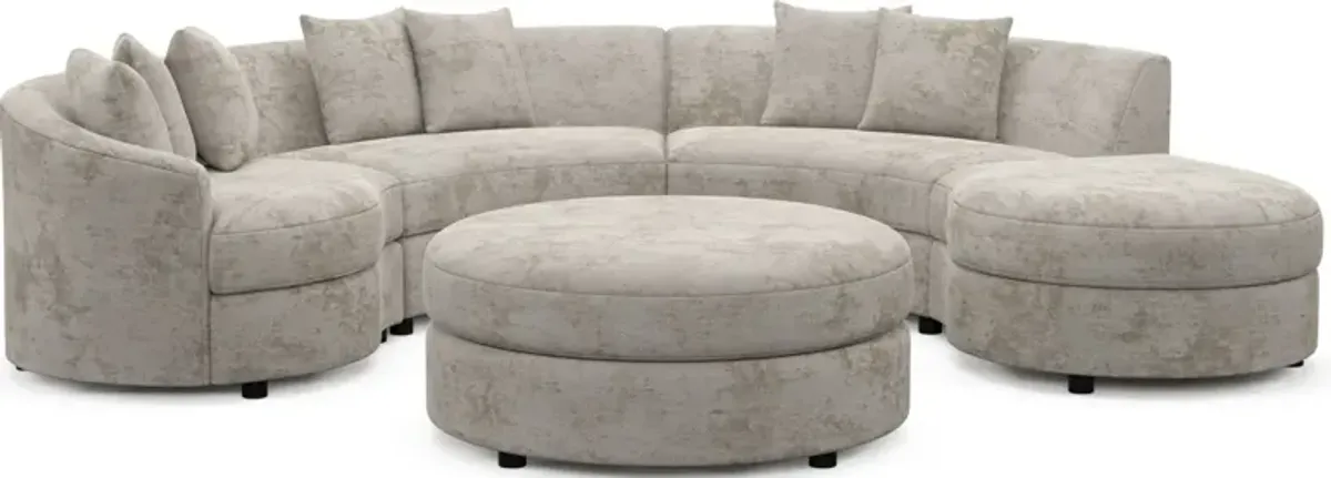 Allegra Foam Comfort 4-Piece Sectional with Right-Facing Chaise and Ottoman - Hearth Cement