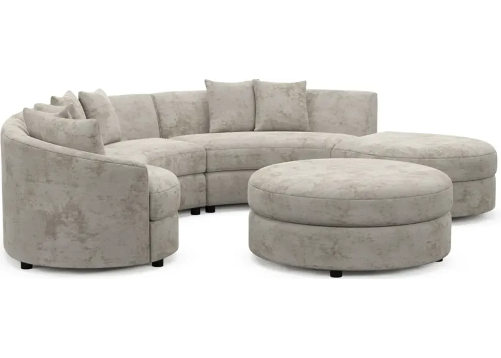 Allegra Foam Comfort 4-Piece Sectional with Right-Facing Chaise and Ottoman - Hearth Cement