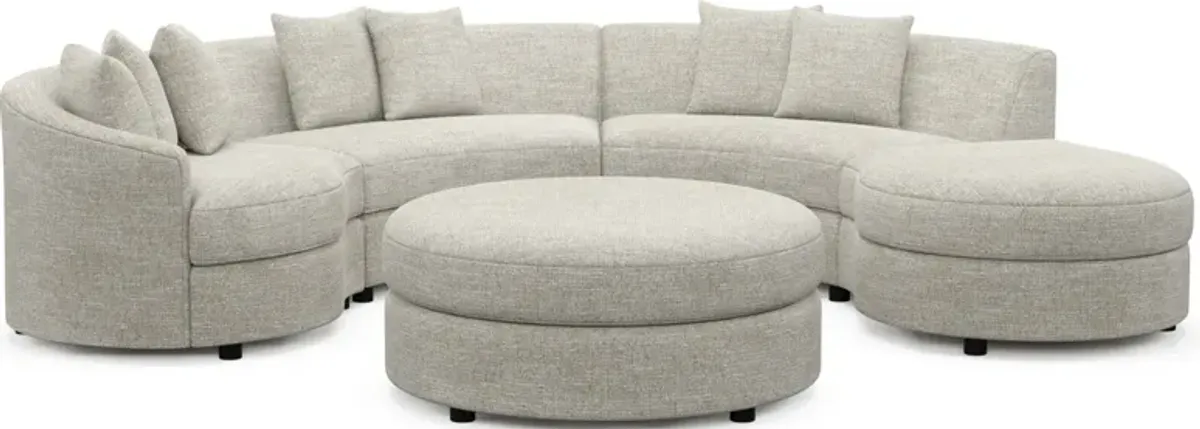 Allegra Foam Comfort 4-Piece Sectional with Right-Facing Chaise and Ottoman - M Ivory