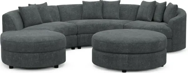 Allegra Foam Comfort 4-Piece Sectional with Left-Facing Chaise and Ottoman - Contessa Shadow