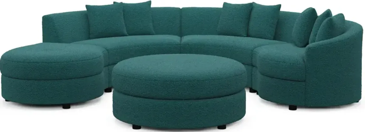 Allegra Foam Comfort 4-Piece Sectional with Left-Facing Chaise and Ottoman - Bloke Peacock