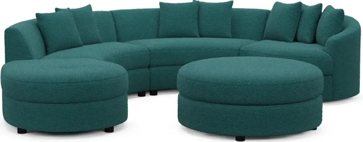 Allegra Foam Comfort 4-Piece Sectional with Left-Facing Chaise and Ottoman - Bloke Peacock