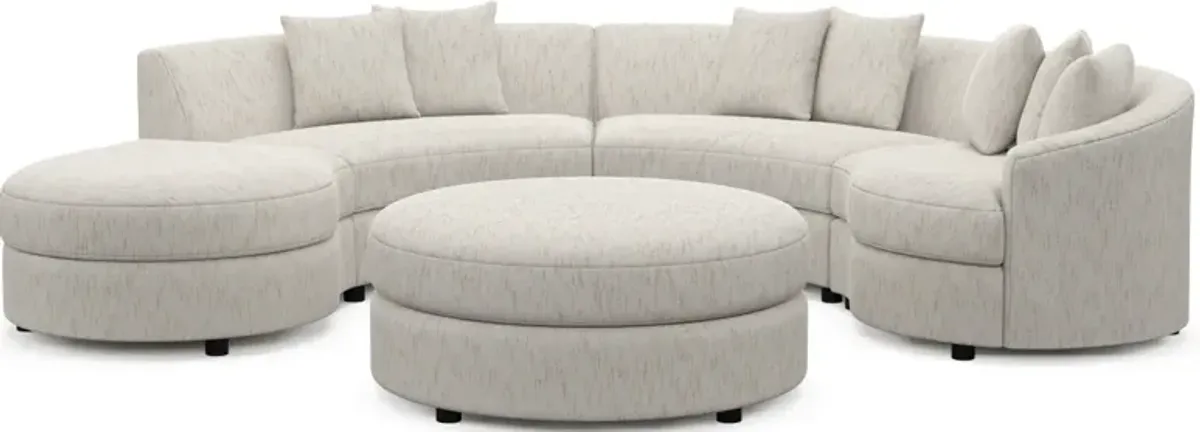 Allegra Foam Comfort 4-Piece Sectional with Left-Facing Chaise and Ottoman - P.T. Cream