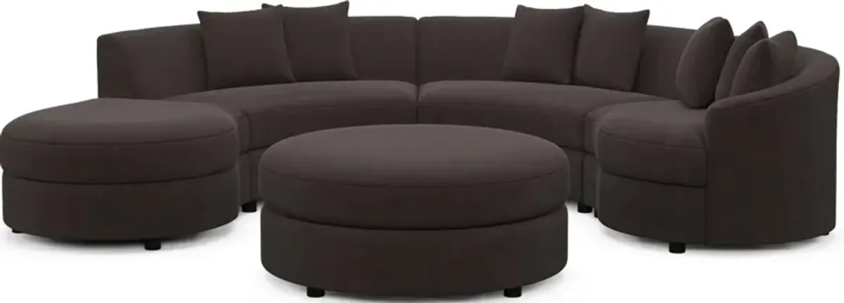 Allegra Foam Comfort 4-Piece Sectional with Left-Facing Chaise and Ottoman - Merrimac Dark Brown