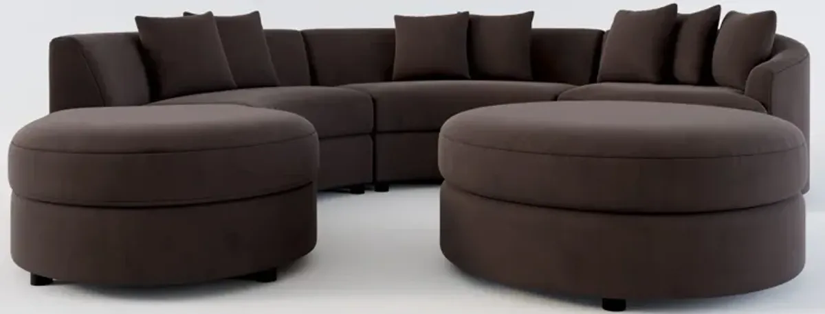 Allegra Foam Comfort 4-Piece Sectional with Left-Facing Chaise and Ottoman - Merrimac Dark Brown