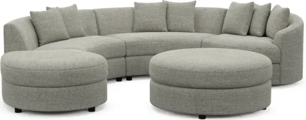 Allegra Foam Comfort 4-Piece Sectional with Left-Facing Chaise and Ottoman - Pandora Pepper