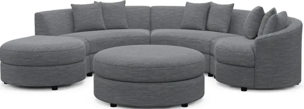 Allegra Foam Comfort 4-Piece Sectional with Left-Facing Chaise and Ottoman - Dudley Indigo