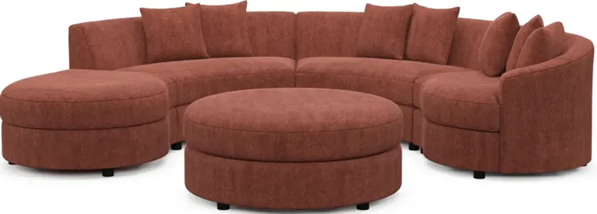 Allegra Foam Comfort 4-Piece Sectional with Left-Facing Chaise and Ottoman - Contessa Paprika