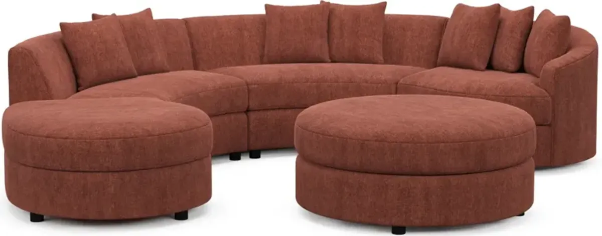 Allegra Foam Comfort 4-Piece Sectional with Left-Facing Chaise and Ottoman - Contessa Paprika