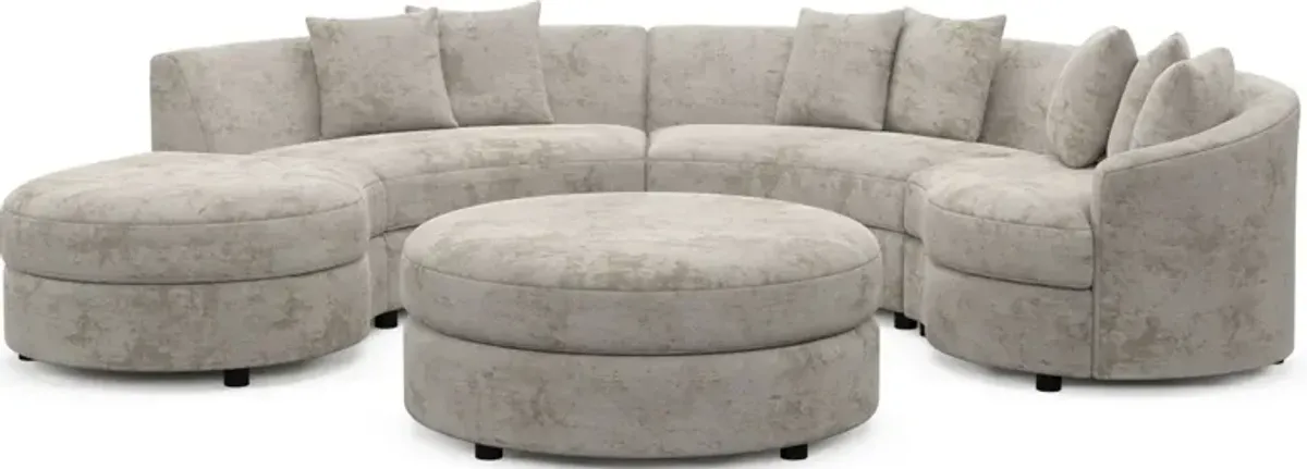 Allegra Foam Comfort 4-Piece Sectional with Left-Facing Chaise and Ottoman - Hearth Cement