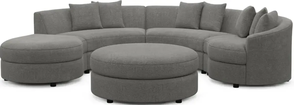 Allegra Foam Comfort 4-Piece Sectional with Left-Facing Chaise and Ottoman - Living Large Charcoal