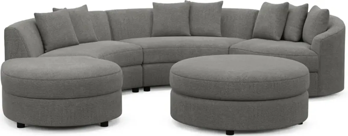 Allegra Foam Comfort 4-Piece Sectional with Left-Facing Chaise and Ottoman - Living Large Charcoal