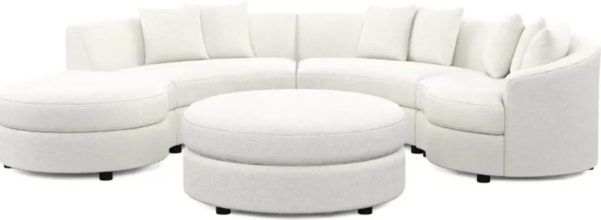 Allegra Foam Comfort 4-Piece Sectional with Left-Facing Chaise and Ottoman - Bloke Snow