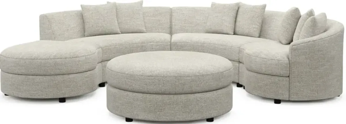 Allegra Foam Comfort 4-Piece Sectional with Left-Facing Chaise and Ottoman - M Ivory