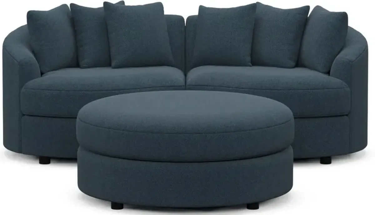 Allegra Foam Comfort 2-Piece Sectional and Ottoman - Broderick Indigo