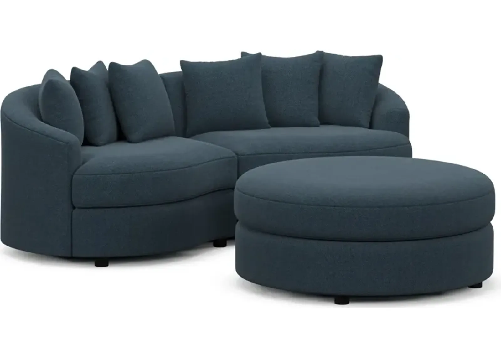 Allegra Foam Comfort 2-Piece Sectional and Ottoman - Broderick Indigo