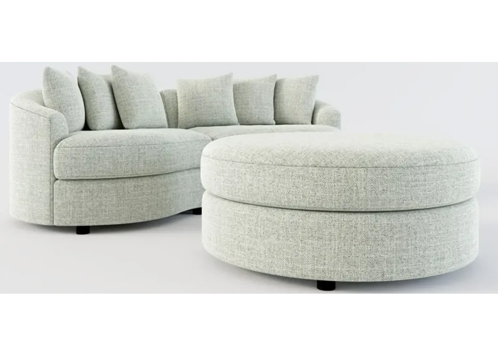 Allegra Foam Comfort 2-Piece Sectional and Ottoman - Broderick Sea Glass