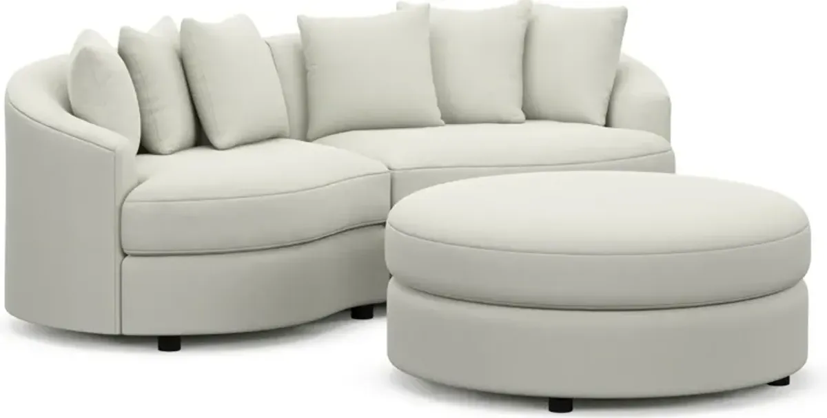 Allegra Foam Comfort 2-Piece Sectional and Ottoman - Liv Arctic