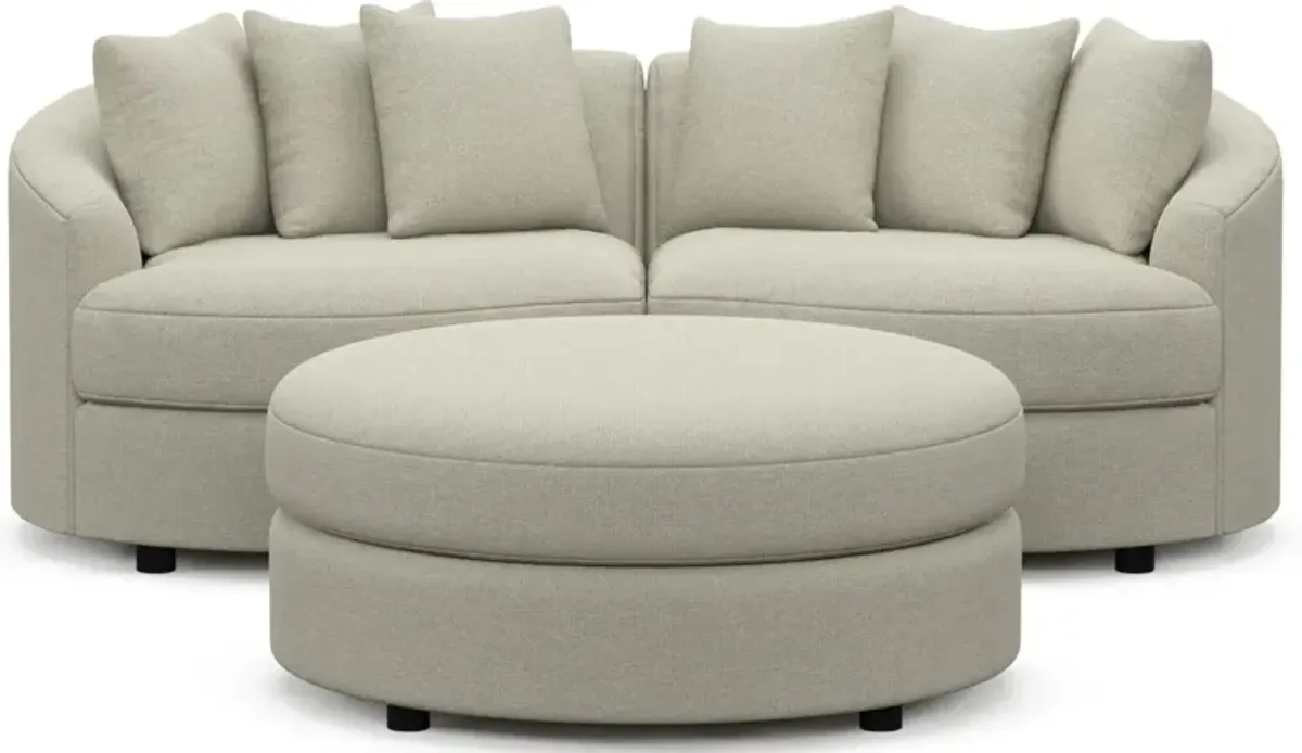 Allegra Foam Comfort 2-Piece Sectional and Ottoman - Liv Dove