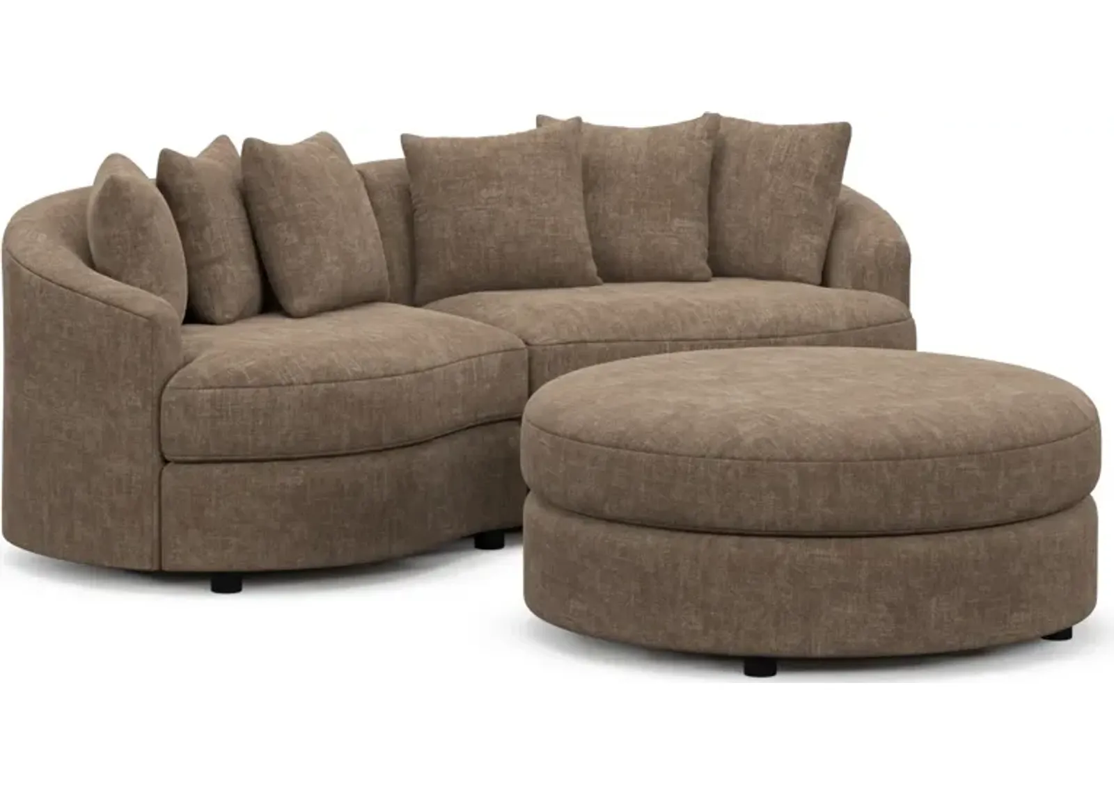 Allegra Foam Comfort 2-Piece Sectional and Ottoman - Argo Java