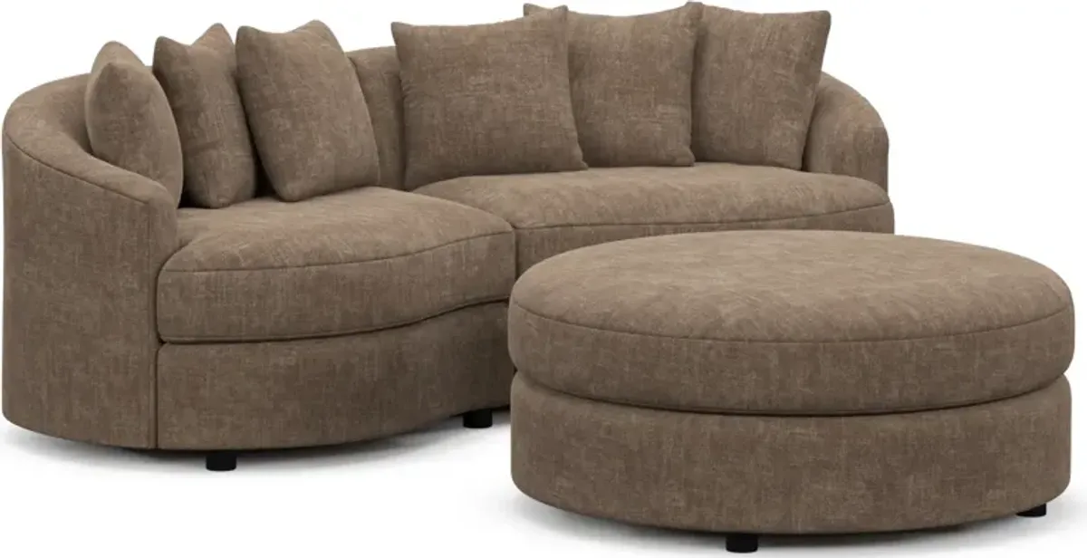 Allegra Foam Comfort 2-Piece Sectional and Ottoman - Argo Java