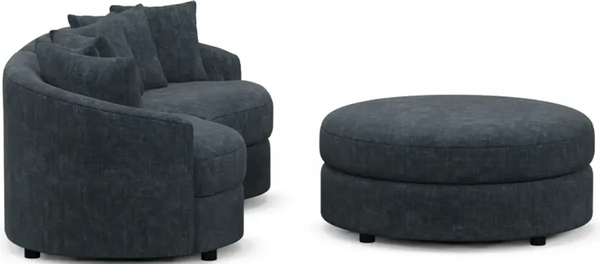 Allegra Foam Comfort 2-Piece Sectional and Ottoman - Argo Navy