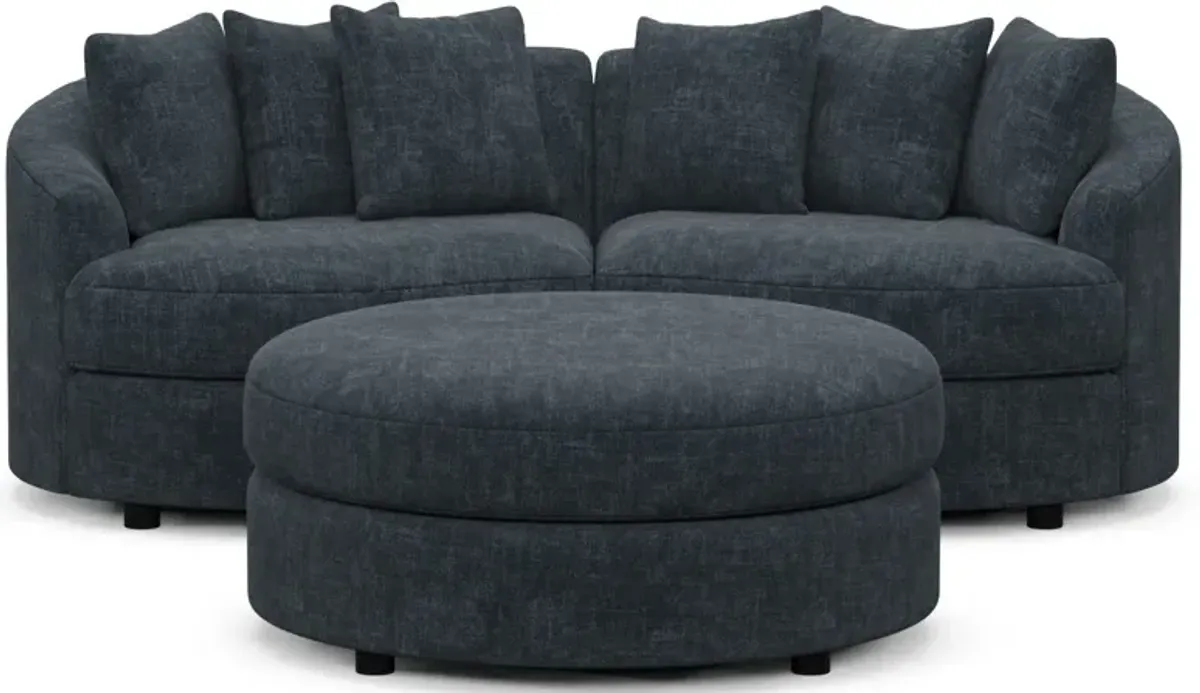 Allegra Foam Comfort 2-Piece Sectional and Ottoman - Argo Navy