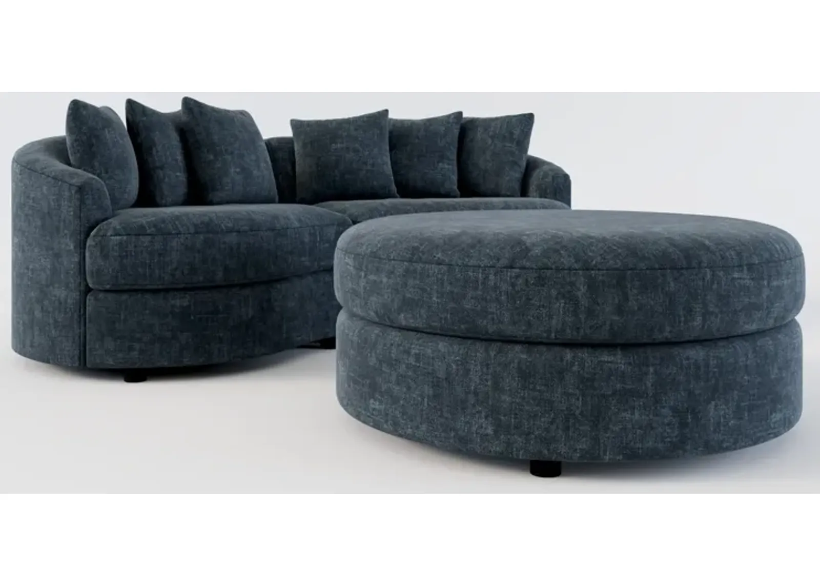 Allegra Foam Comfort 2-Piece Sectional and Ottoman - Argo Navy