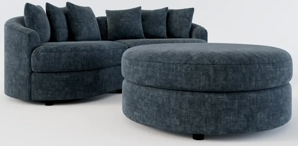 Allegra Foam Comfort 2-Piece Sectional and Ottoman - Argo Navy