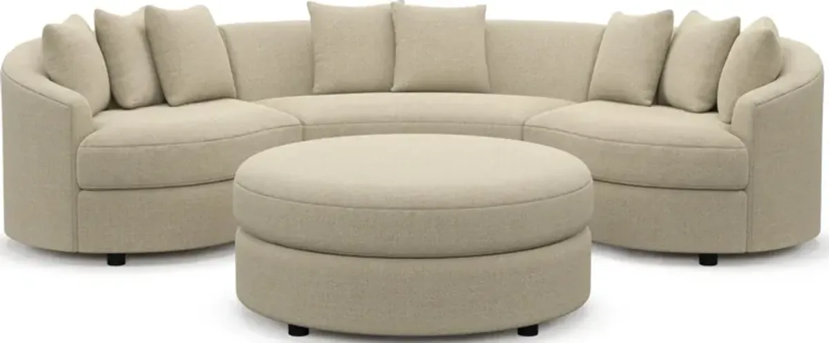 Allegra Foam Comfort 3-Piece Sectional and Ottoman - Broderick Sand