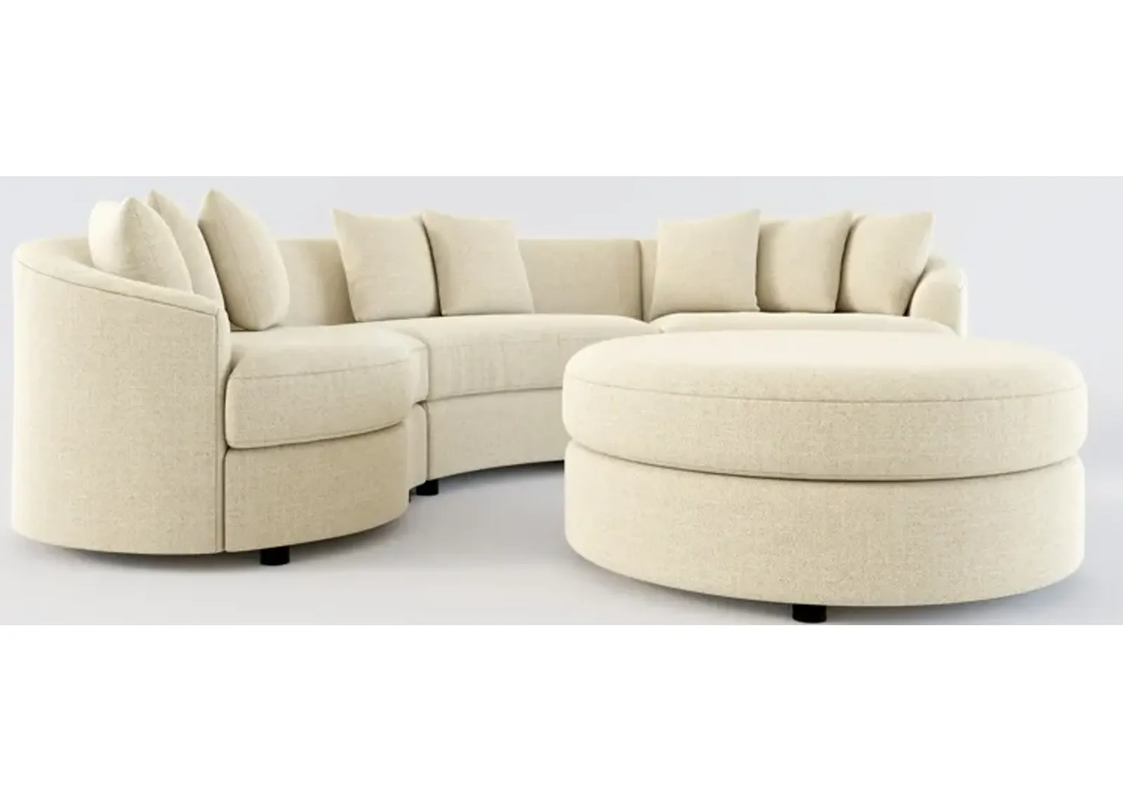 Allegra Foam Comfort 3-Piece Sectional and Ottoman - Broderick Sand