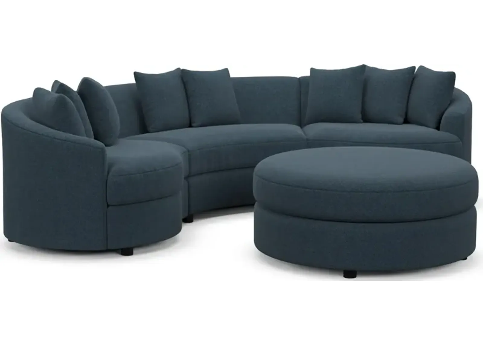 Allegra Foam Comfort 3-Piece Sectional and Ottoman - Broderick Indigo