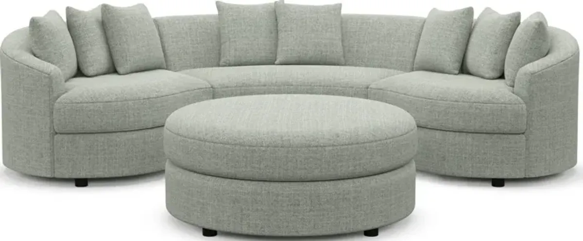 Allegra Foam Comfort 3-Piece Sectional and Ottoman - Broderick Sea Glass