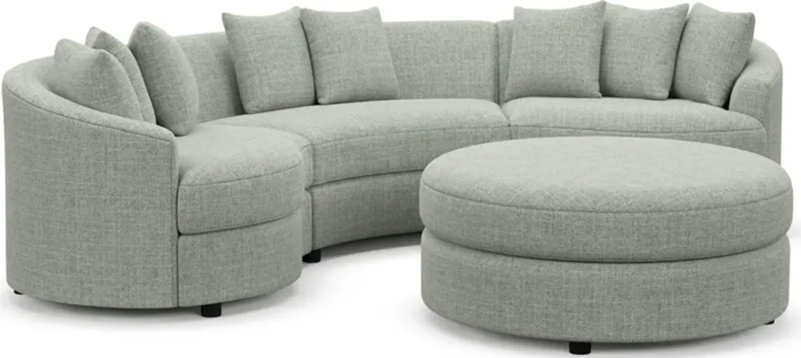 Allegra Foam Comfort 3-Piece Sectional and Ottoman - Broderick Sea Glass