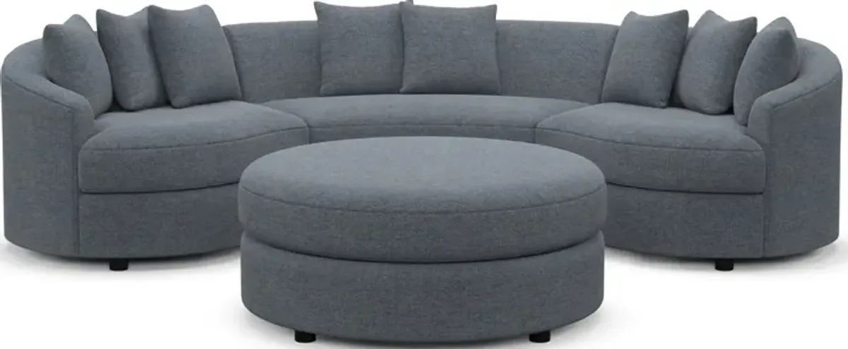 Allegra Foam Comfort 3-Piece Sectional and Ottoman - Bridger Navy