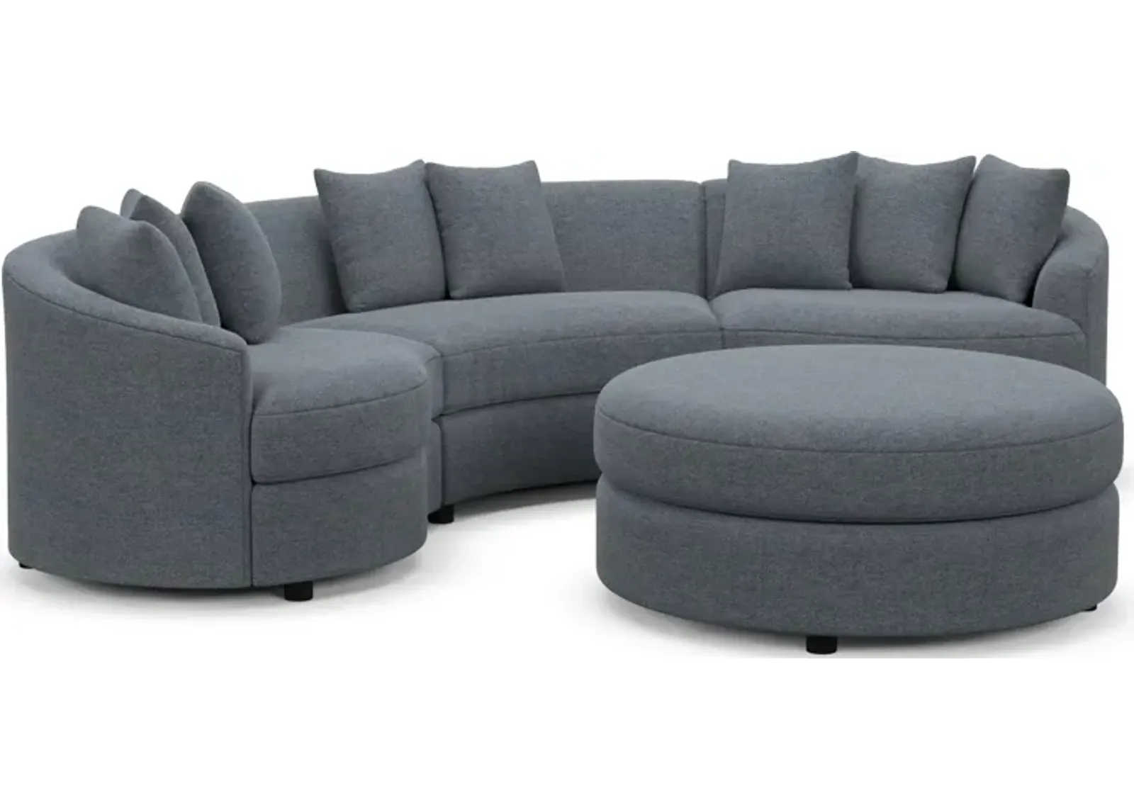 Allegra Foam Comfort 3-Piece Sectional and Ottoman - Bridger Navy