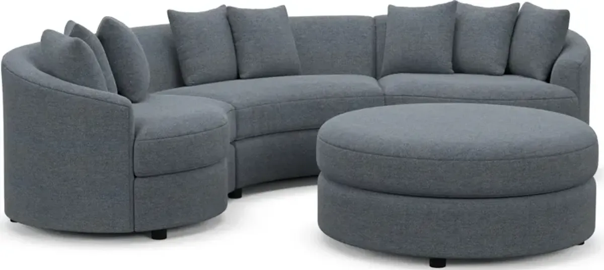 Allegra Foam Comfort 3-Piece Sectional and Ottoman - Bridger Navy