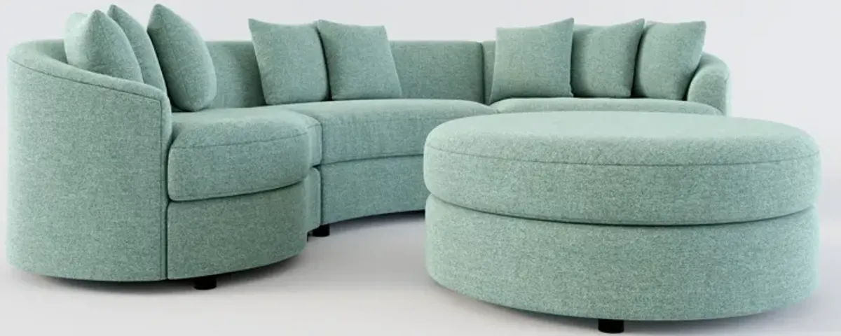 Allegra Foam Comfort 3-Piece Sectional and Ottoman - Bridger Jade