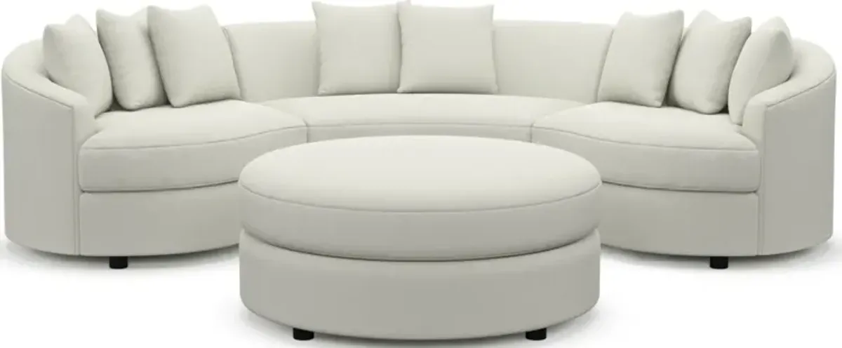 Allegra Foam Comfort 3-Piece Sectional and Ottoman - Liv Arctic