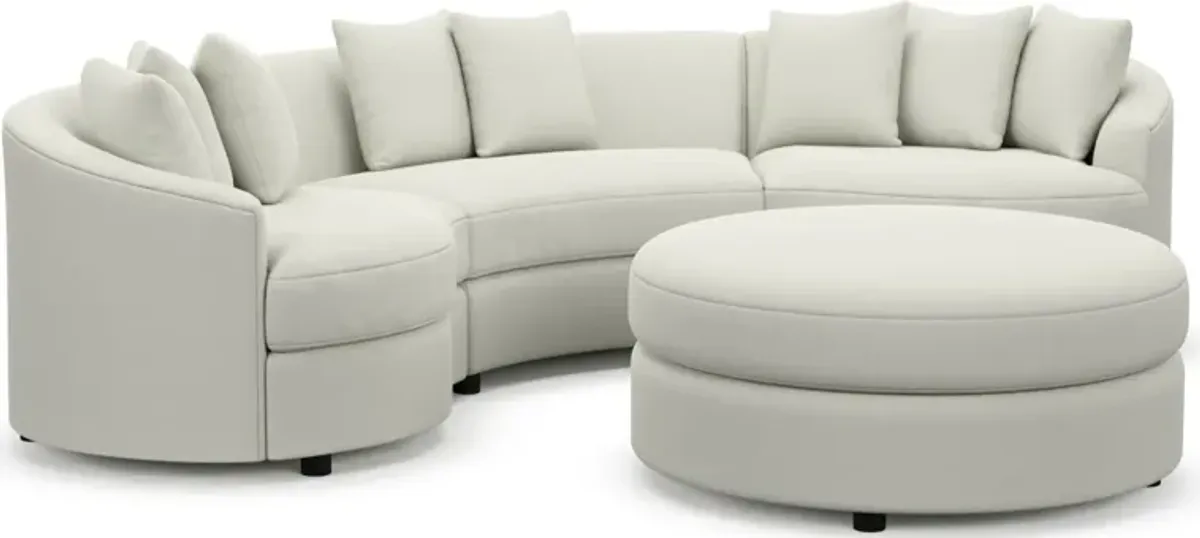 Allegra Foam Comfort 3-Piece Sectional and Ottoman - Liv Arctic