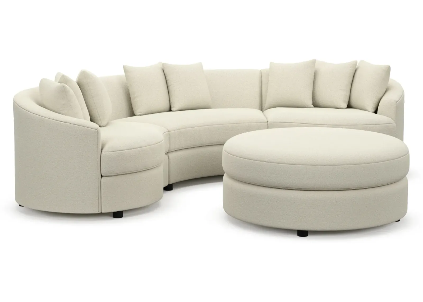 Allegra Foam Comfort 3-Piece Sectional and Ottoman - Fincher Ivory