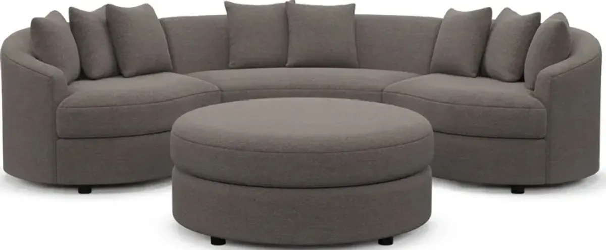 Allegra Foam Comfort 3-Piece Sectional and Ottoman - Presidio Steel