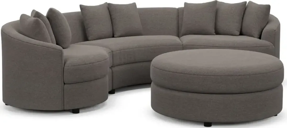 Allegra Foam Comfort 3-Piece Sectional and Ottoman - Presidio Steel