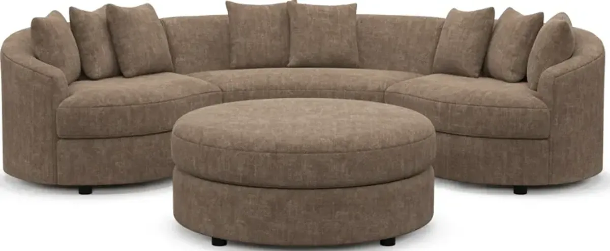 Allegra Foam Comfort 3-Piece Sectional and Ottoman - Argo Java